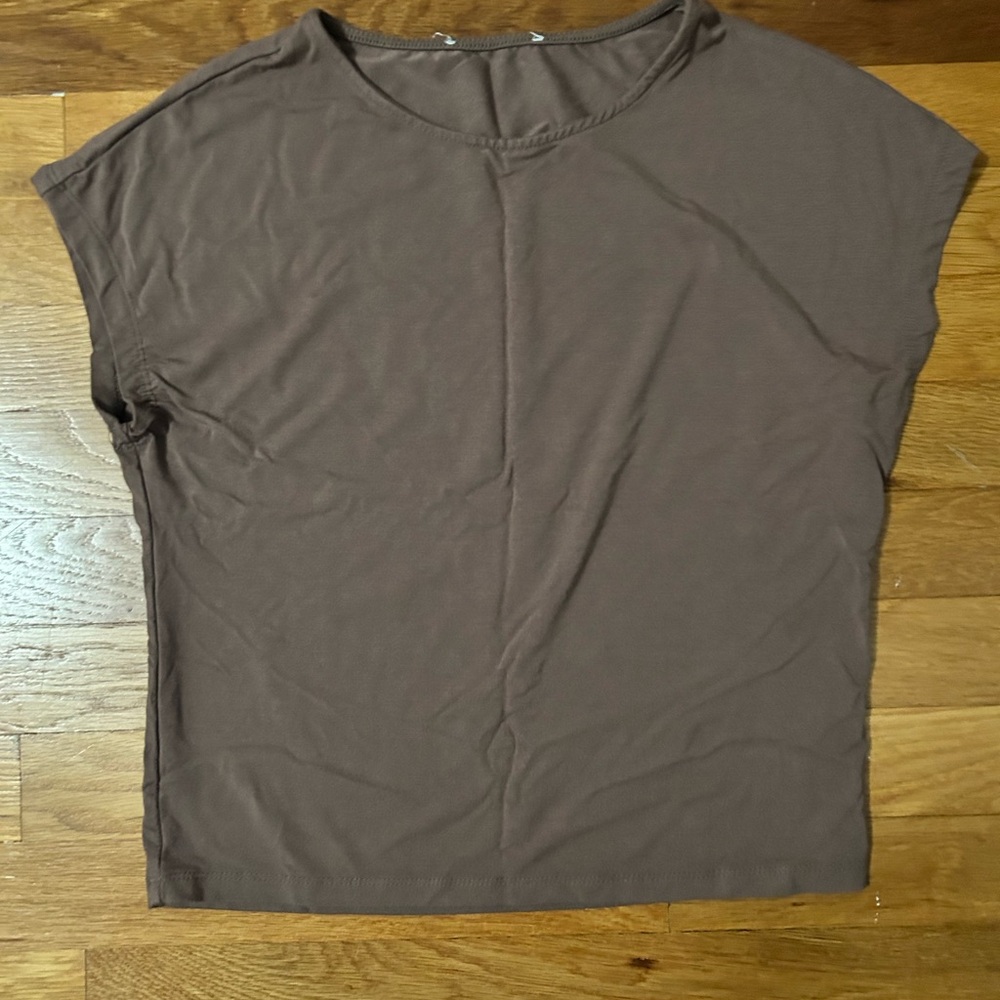 Pink Rose Brown Fitted Cap Sleeve T-Shirt